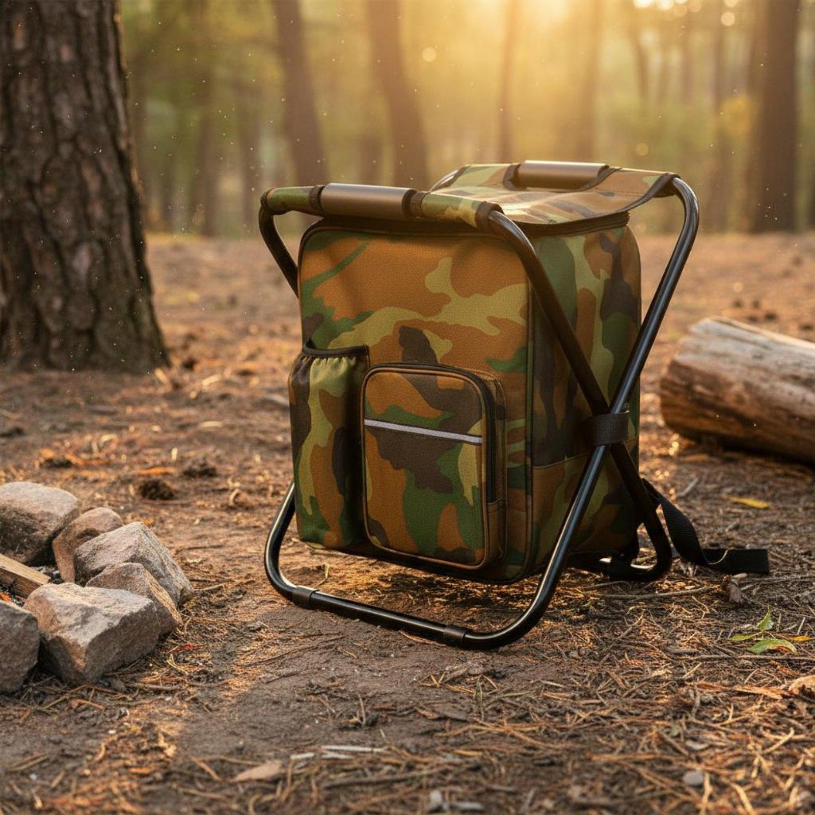 Fishing Backpack - Sgabello Frigo Portatile Pieghevole, Sedia Frigo