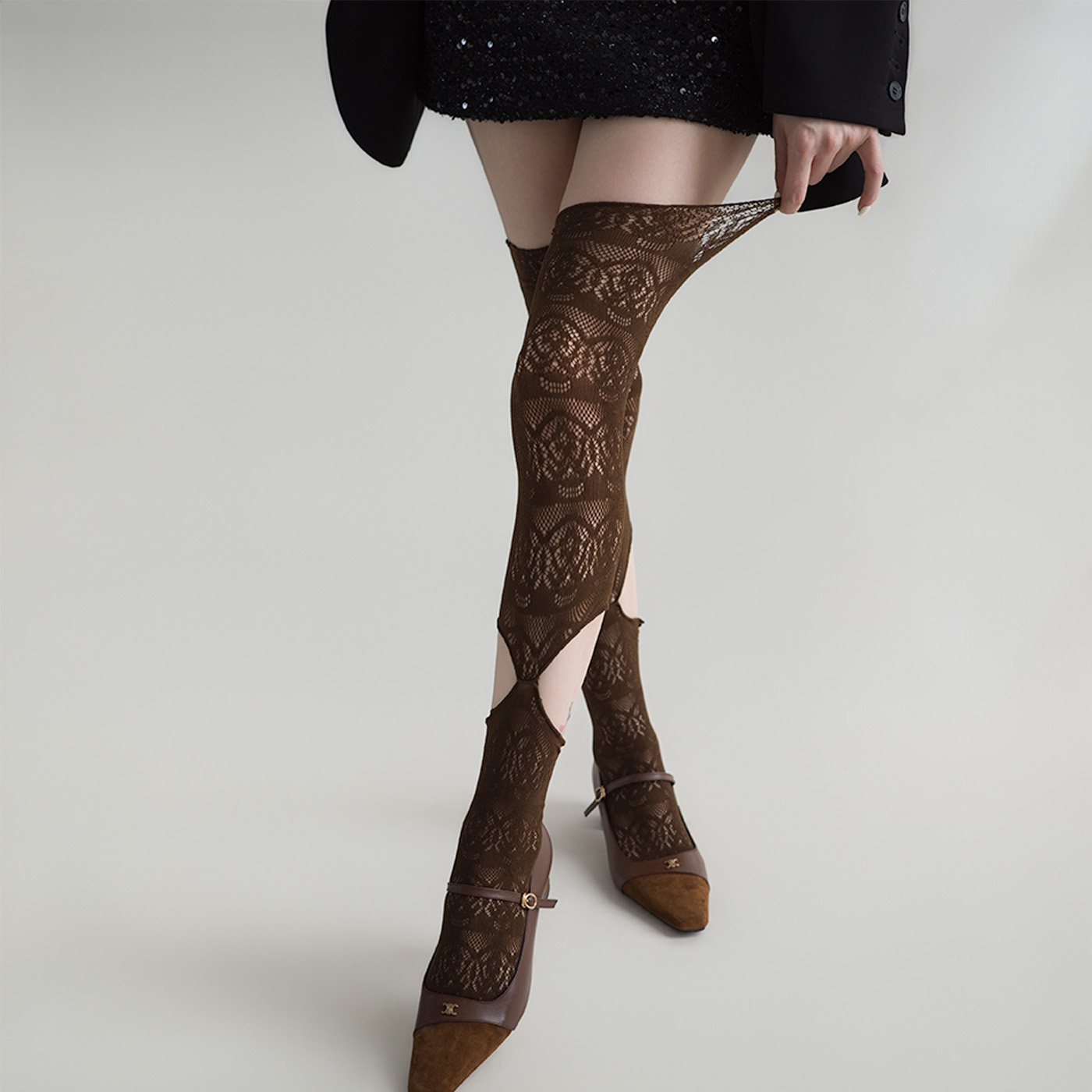 Fishing Socks - Calze da donna in pizzo scavato